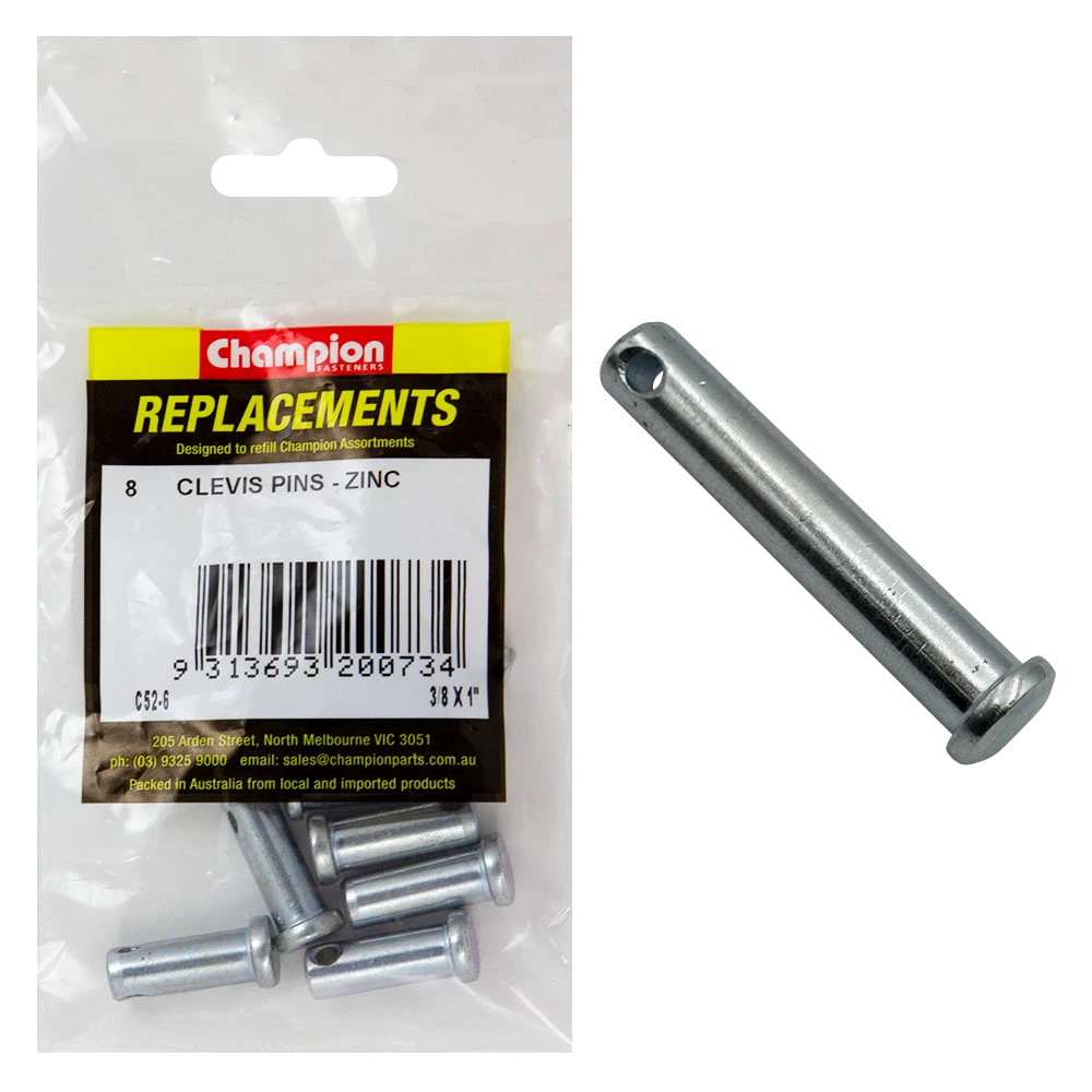 Champion 3/8in x 1in Clevis Pin -8pk