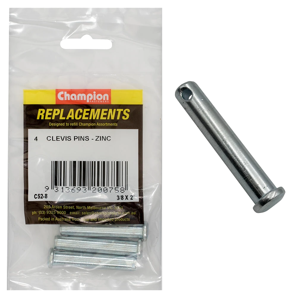 Champion 3/8in x 2in Clevis Pin -4pk