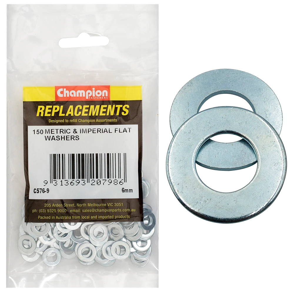 Champion M6 x 12.5mm x 1.2mm Flat Steel Washer -150pk