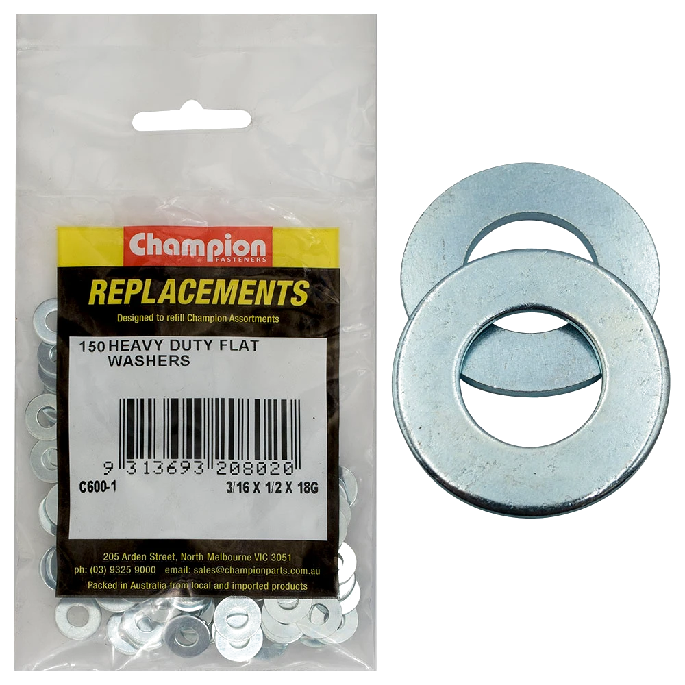Champion M5 x 13 x 1.2mm Heavy Duty Flat Steel Washer-150pk