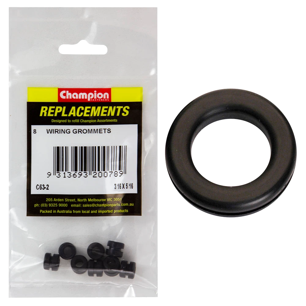 Champion 5 x 8 x 11mm Rubber Wiring Grommet -8pk