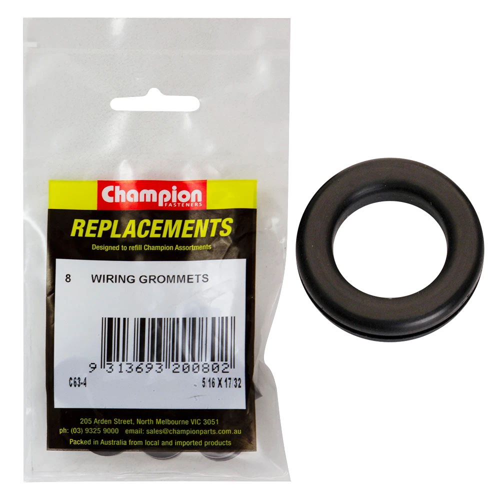 Champion 8 x 13 x 19mm Rubber Wiring Grommet -8pk