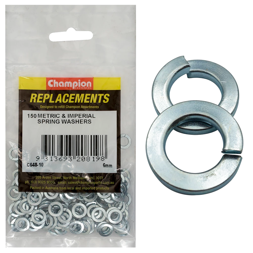 Champion 6mm Flat Section Spring Washer -150pk