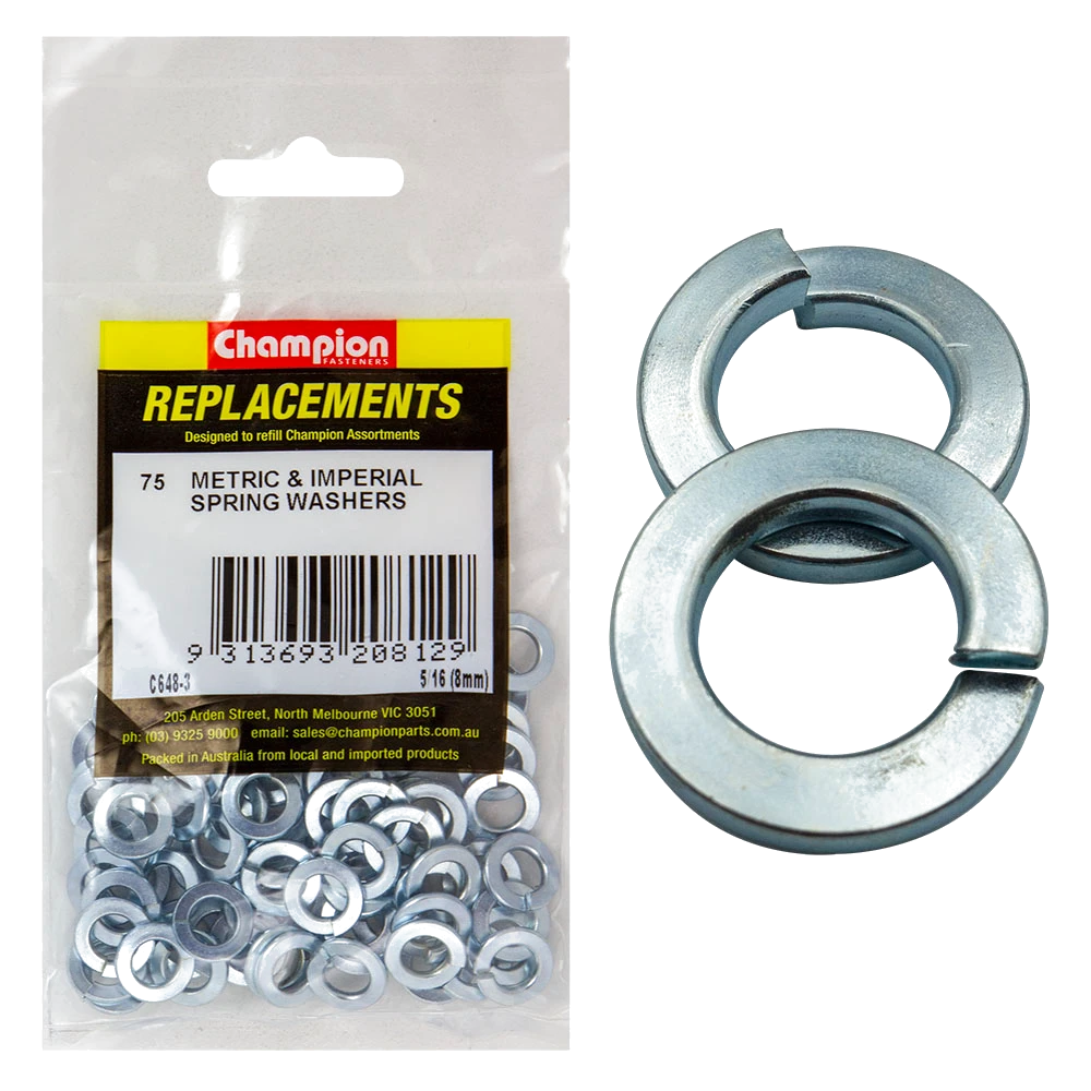 Champion 5/16in / 8mm Flat Section Spring Washer -75pk