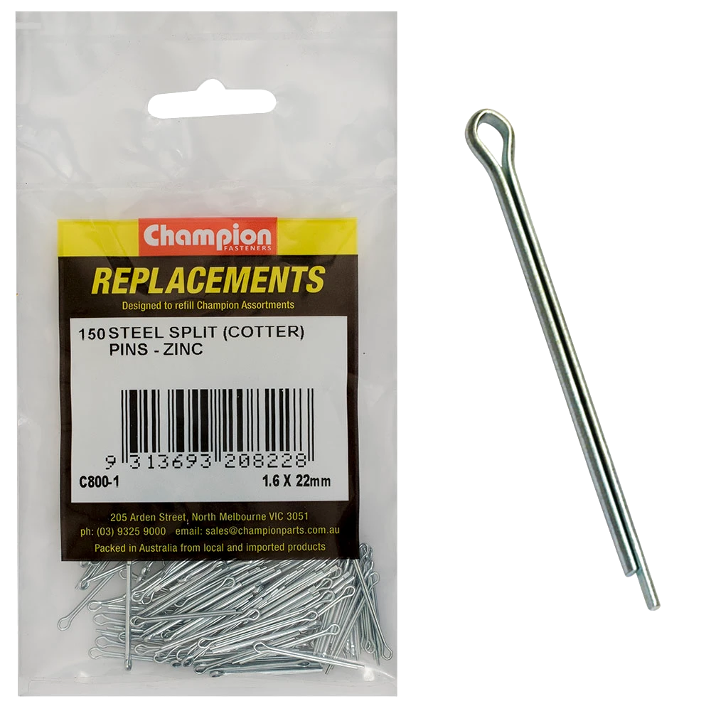 Champion 1.6mm x 22mm Steel Split (Cotter) Pin -150pk