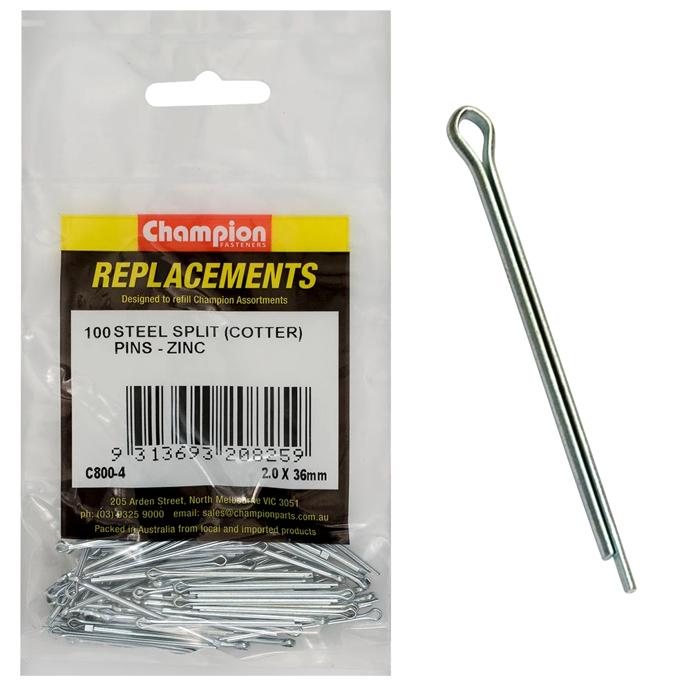 Champion 2.0mm x 36mm Steel Split (Cotter) Pin -100pk