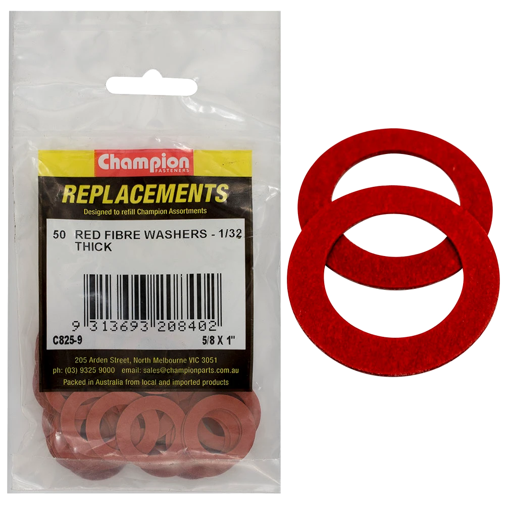 Champion 5/8in x 1in x 1/32in Red Fibre Washer -50pk