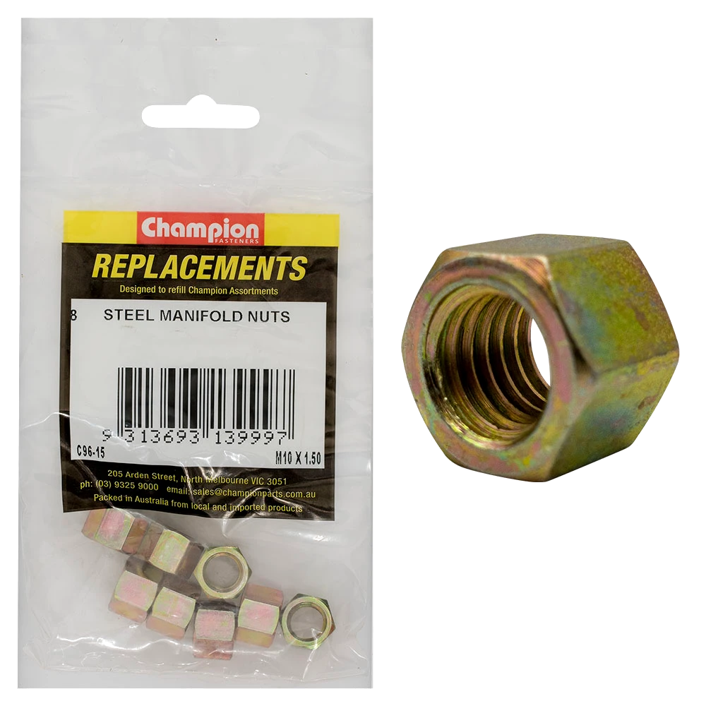 Champion M10 x 1.50mm Steel Manifold Nut -8pk