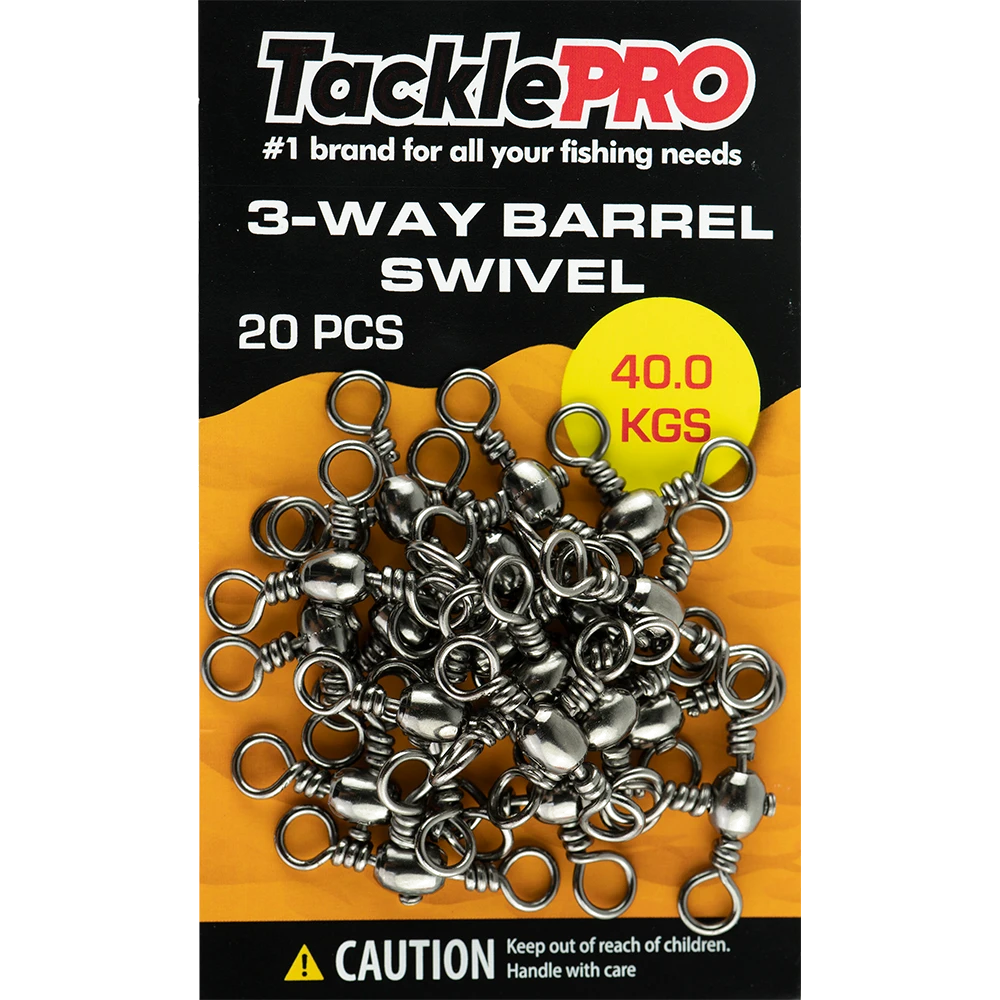 TacklePro 3 Way Barrel Swivel 40.0kg - 20pc