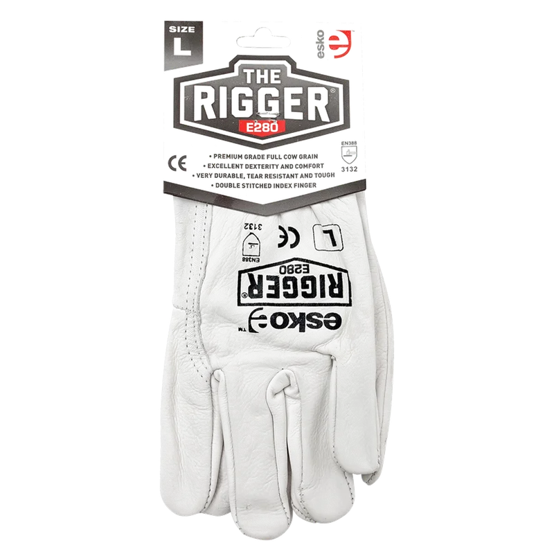 Esko The Rigger Premium Cowhide Glove Header Carded