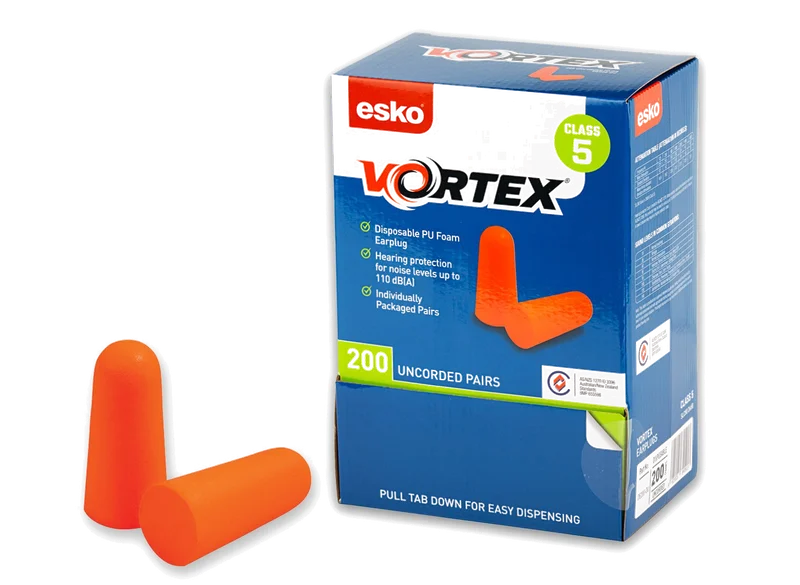Esko Vortex Earplugs Orange Uncorded