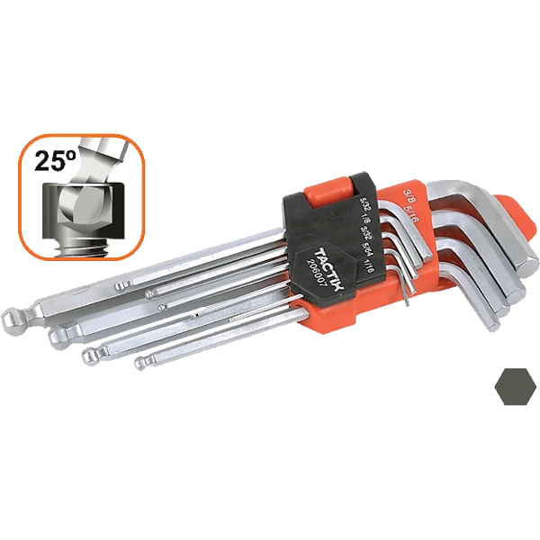 Tactix 9pc Hex Key Ball Point End Set-Metric