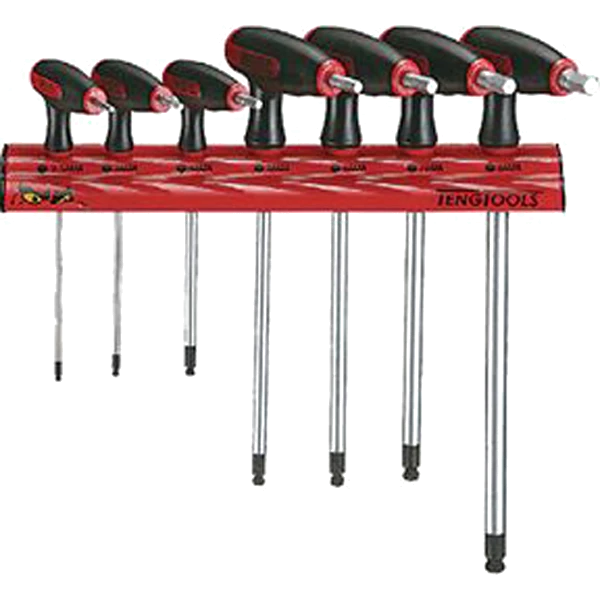 Teng 7pc T-Handle AF Hex Set 3/32-5/16 w/ Wall Rack