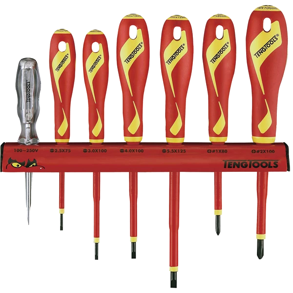 Teng Screwdriver Set 7pcs VDE 1000v Wall Rack