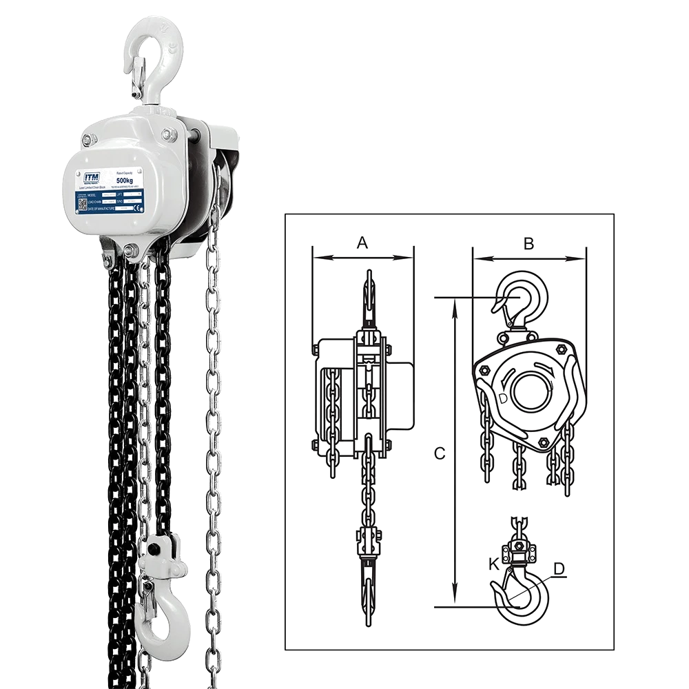 ITM Chain Block-Heavy Duty-500 kg-6 Meter Lift