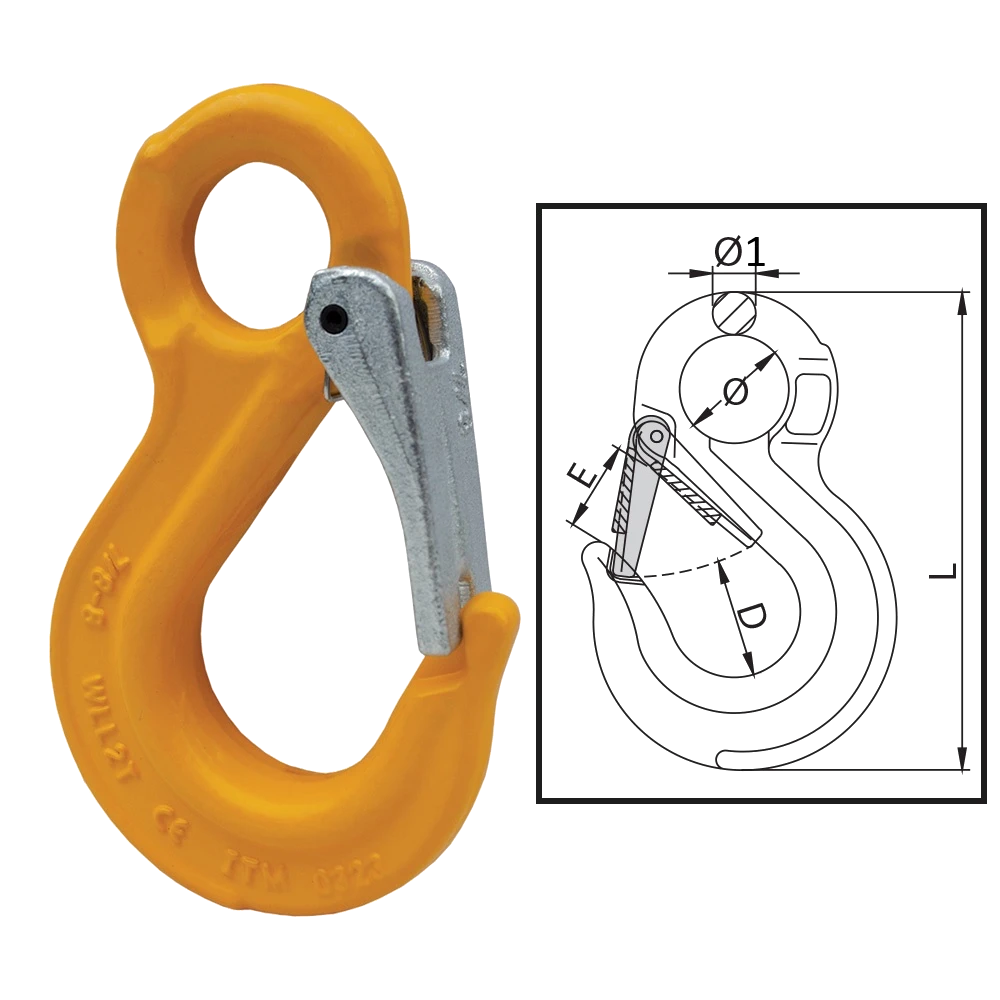 ITM G80 Components Eye Sling Hook w/ Safety Latch 6mm Chain