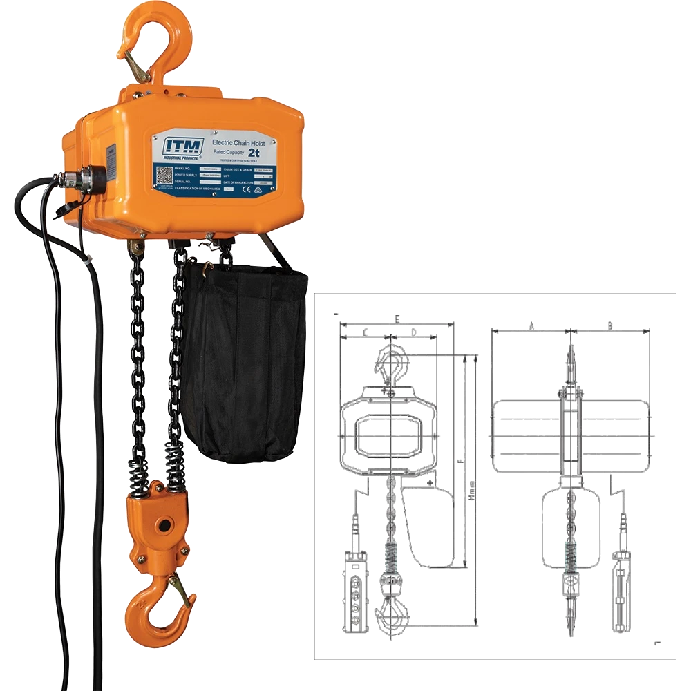 ITM 240V Electric Hoist-2 Ton-3 Meter Lift