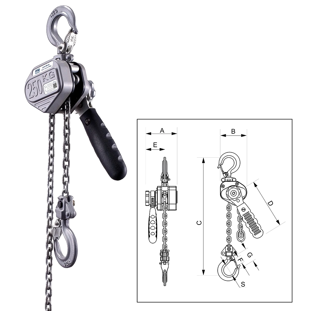ITM Lever Hoist-Mini-250 kg-1.5 Meter Lift