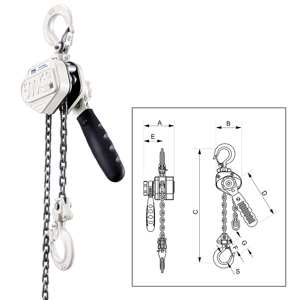 ITM Lever Hoist-Mini-500 kg-1.5 Meter Lift