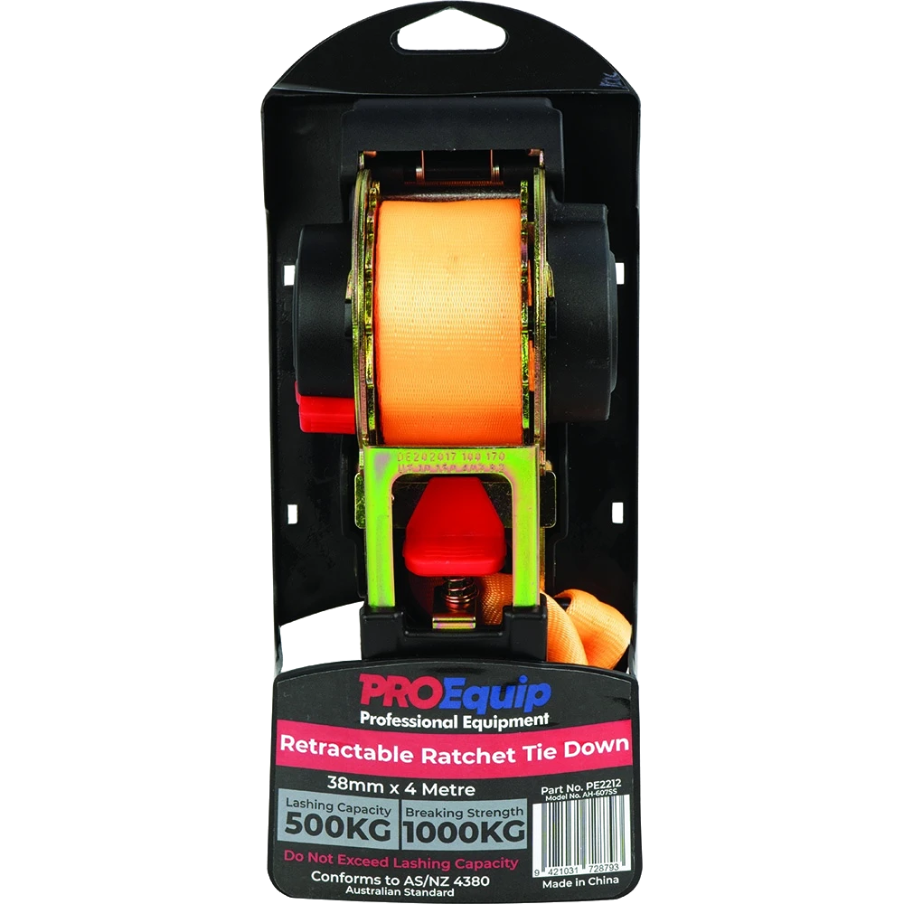 ProEquip Auto Ratchet Tie Down Strap 38mm x 4M LC500kg