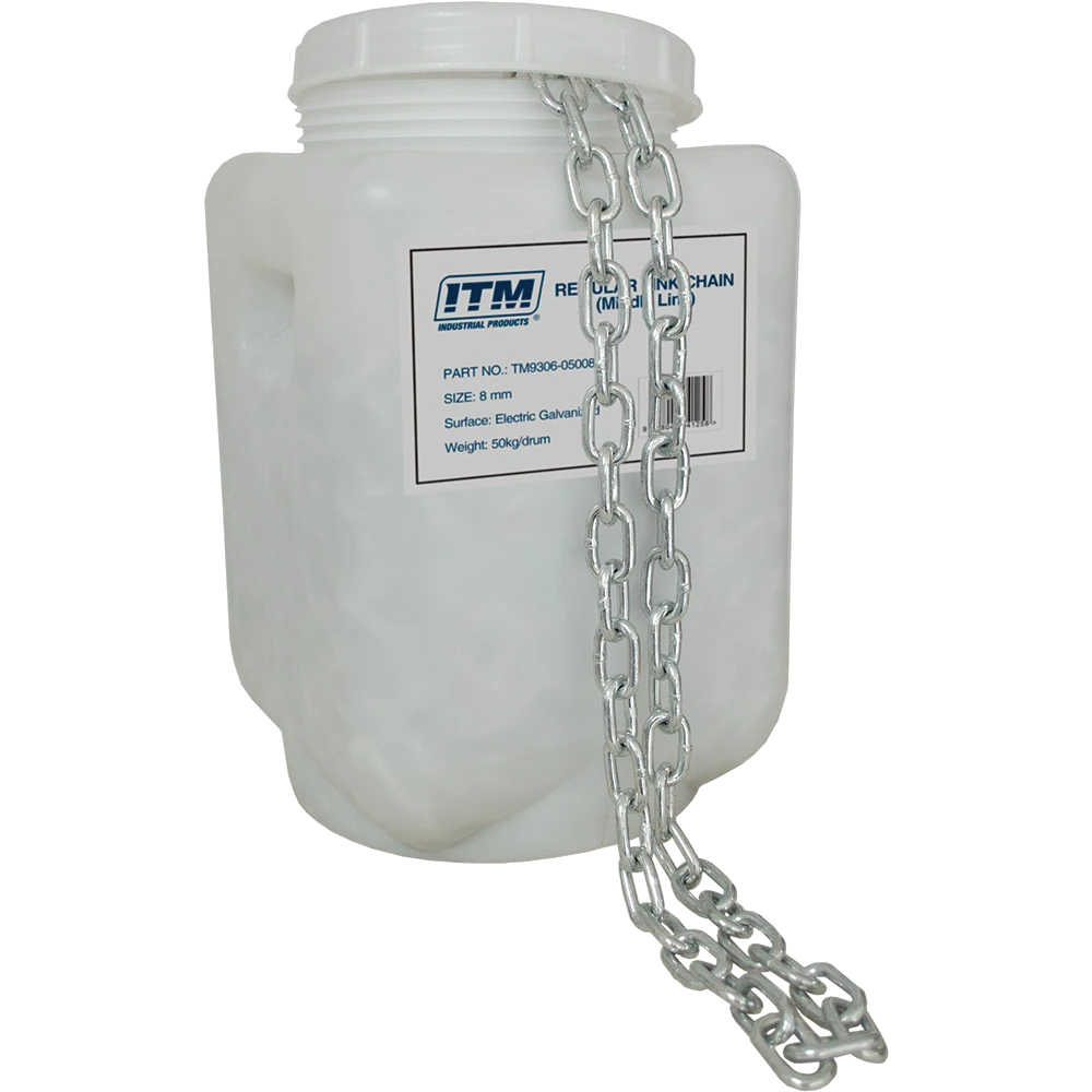ITM Regular Link Chain-Electric Galv-50kg Drum-8mm Body