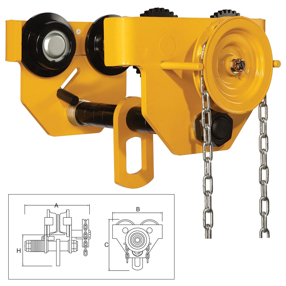 ITM Geared Girder Trolley-3 Ton-88-203mm Beam Width