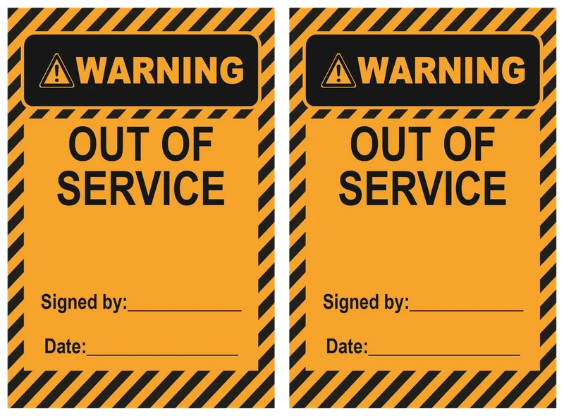 WARNING Out Of Service Lockout Tag