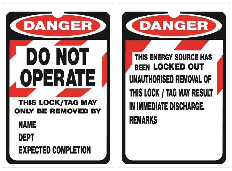 DANGER Do Not Operate Lockout Tag