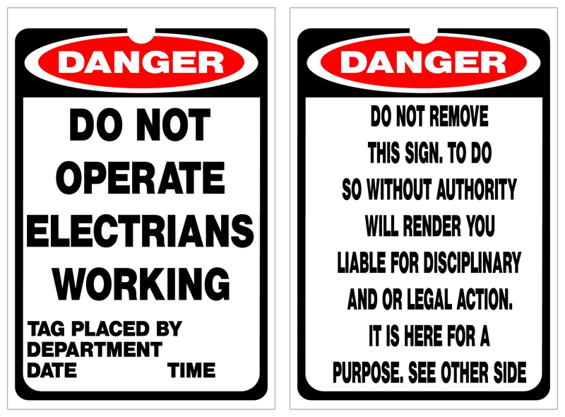 DANGER DNO Electricians Working Lockout Tag