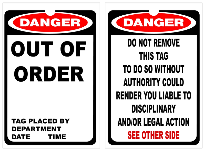 DANGER Out Of Order Lockout Tag