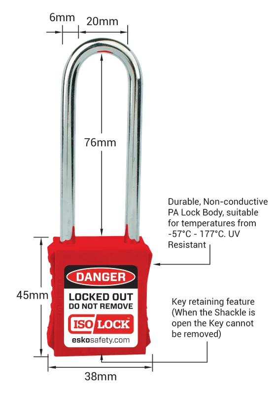 Extra Length Steel Shackle Padlock - Image 2