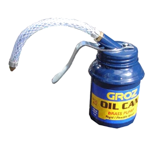 Groz 125ml/4oz Oil Can (Brass Pump) W/ Flex Spout