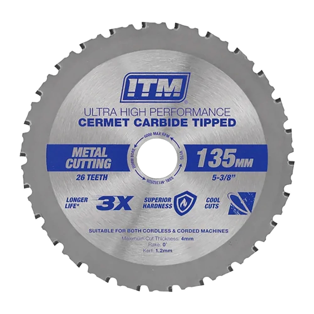 ITM 135mm Metal Cutting Blade Cermet Carbide Tipped 26T
