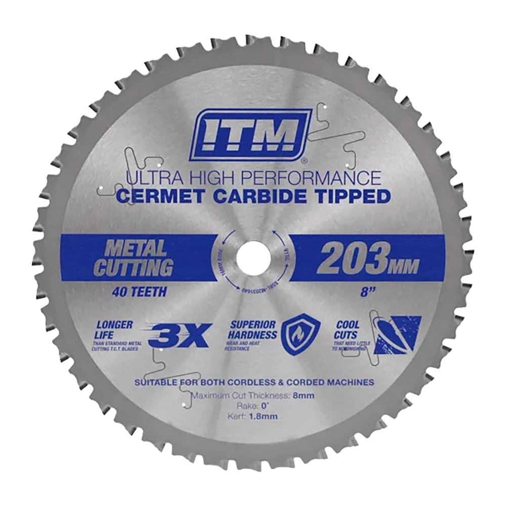 ITM 203mm Metal Cutting Blade Cermet Carbide Tipped 40T