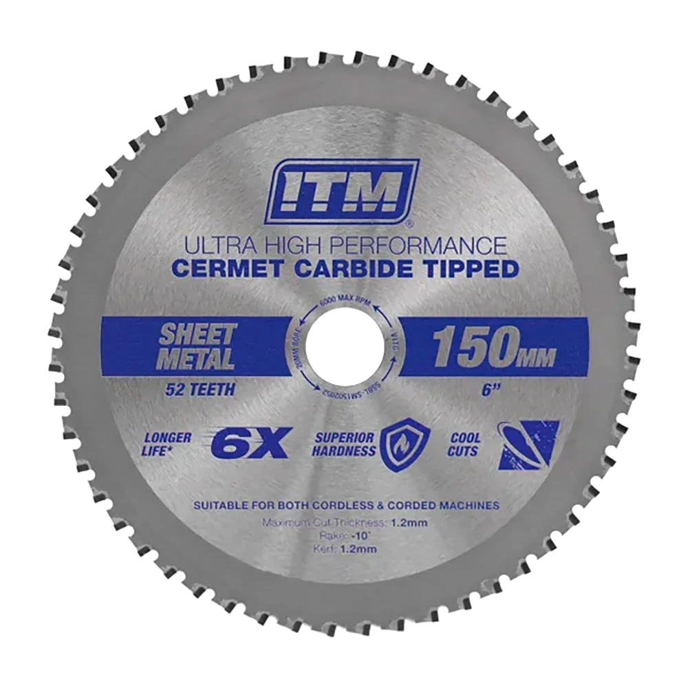 ITM 150mm Sheet Metal Cutting Blade Cermet CarbideTipped 52T