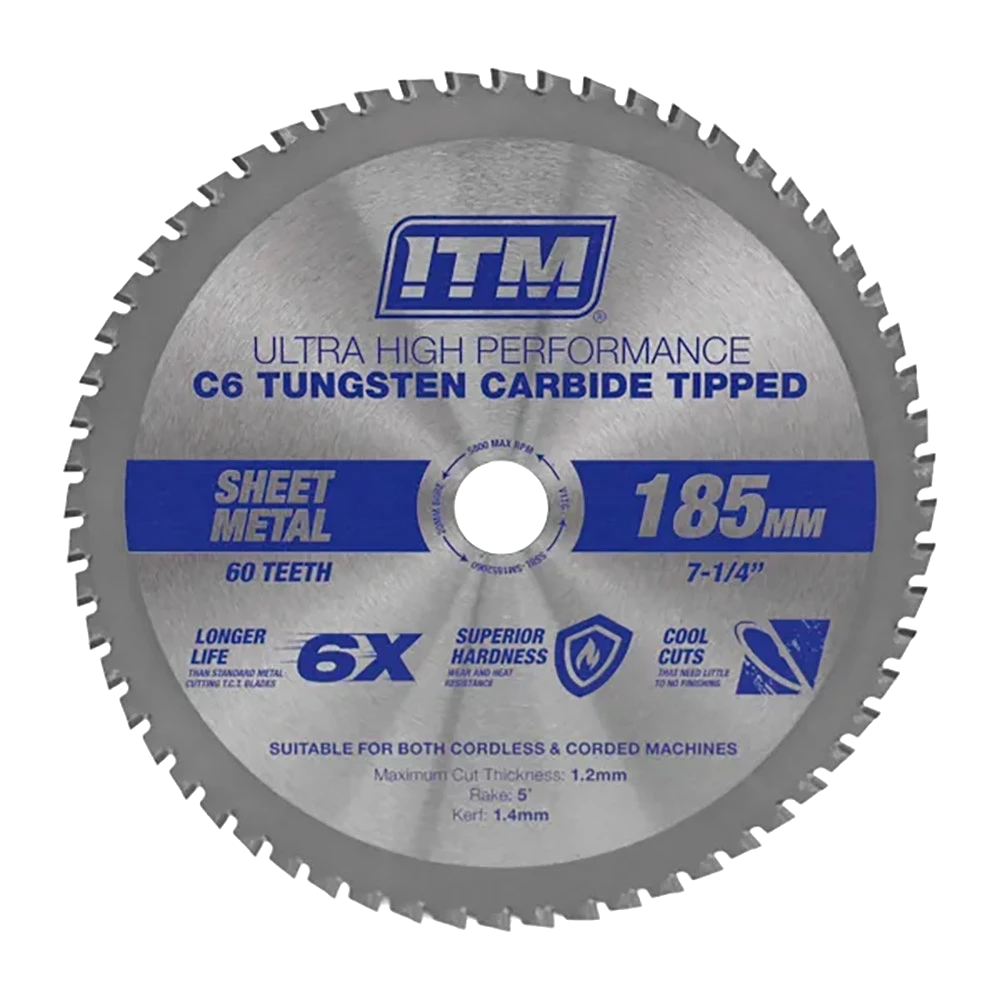 ITM 185mm Sheet Metal Cutting Blade Cermet CarbideTipped 60T