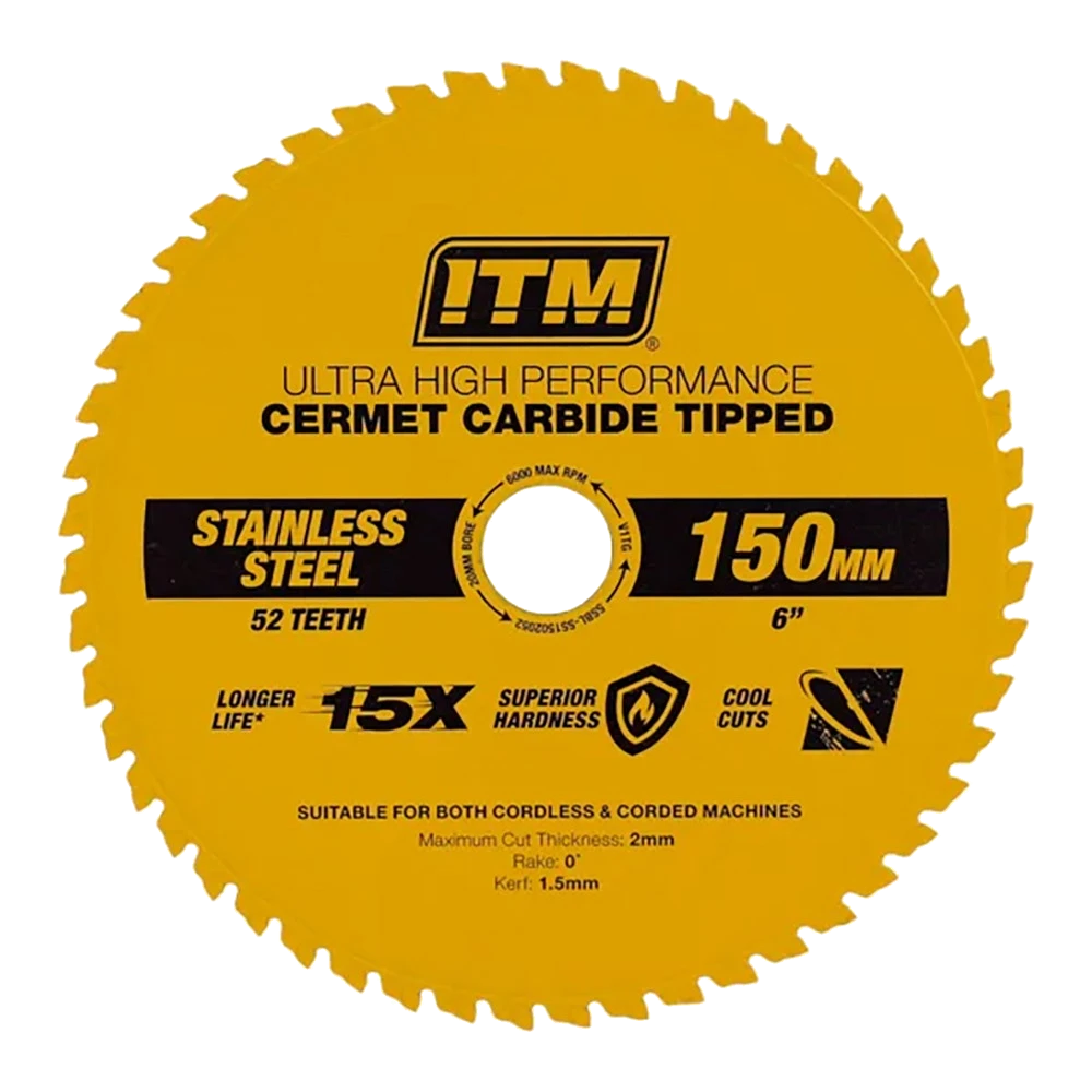 ITM 150mm SS Metal Cutting Blade Cermet Carbide Tipped 52T