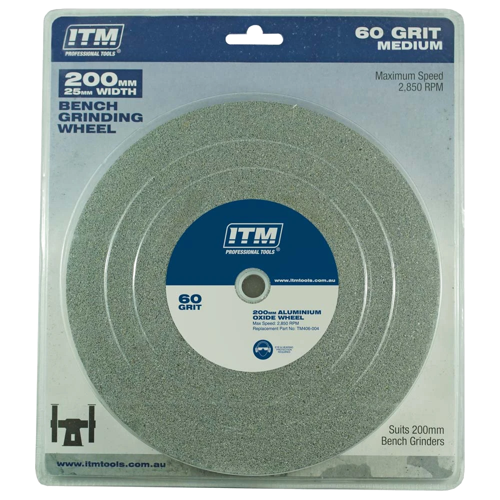 ITM Grinding Wheel Aluminium Oxide 200 x 25mm 60 Grit Medium