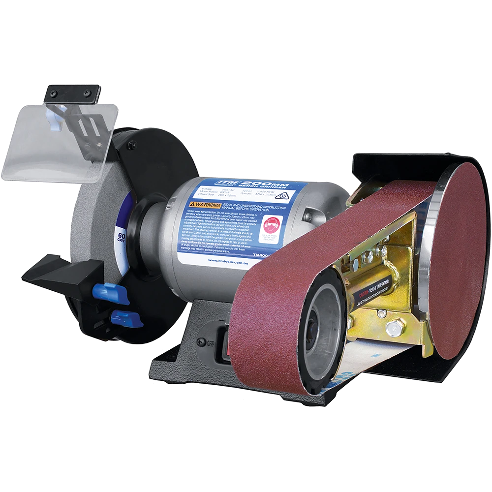 ITM 200mm Bench Grinder w/Belt & Disc Grinding Attachment
