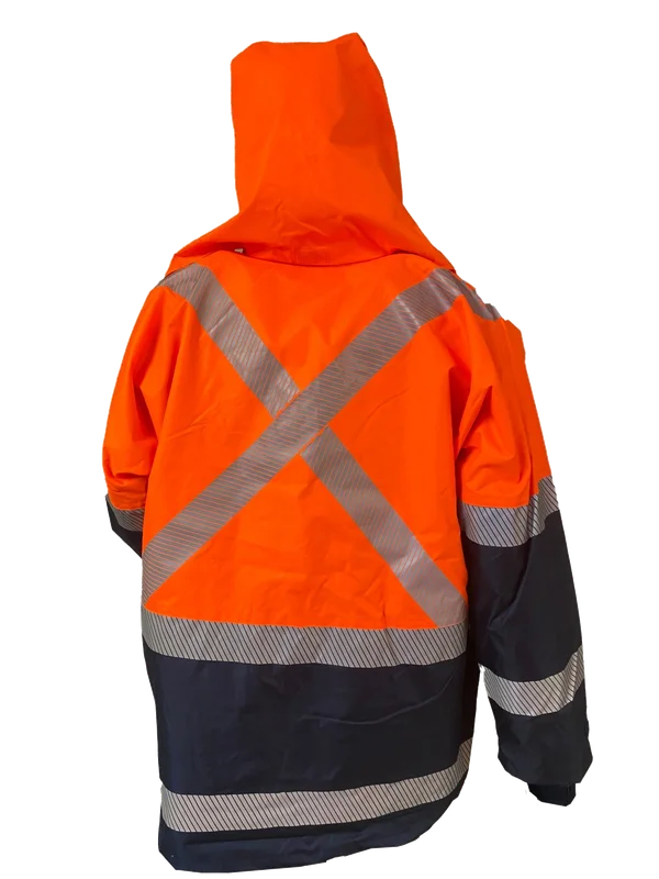 D/N Jacket, PU, X-Back, Hood, Orange/Navy