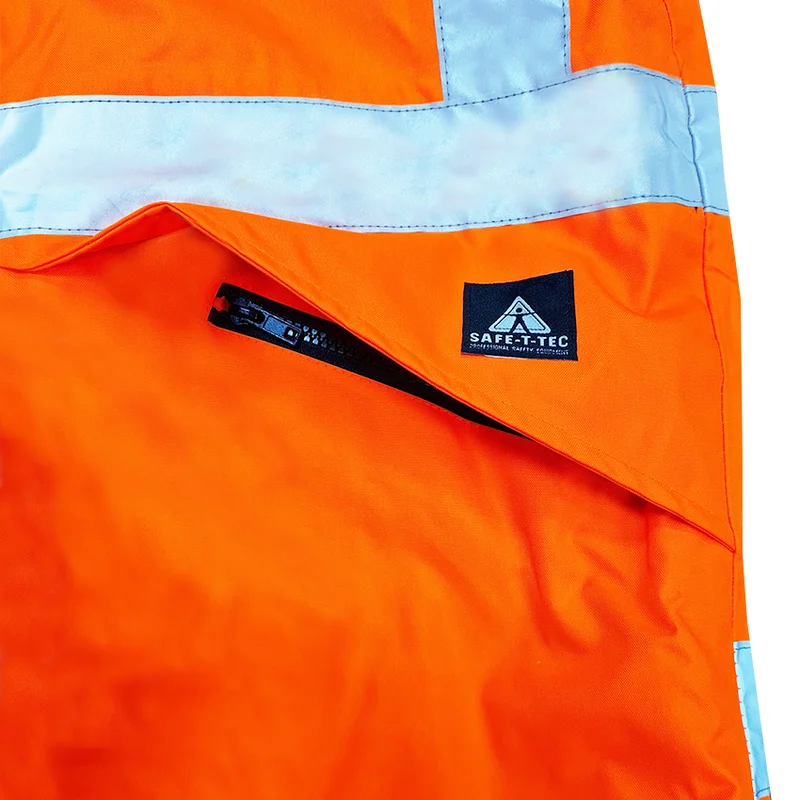 Hi-Vis Rain Jacket W/Hood PU Coated Orange - Image 2