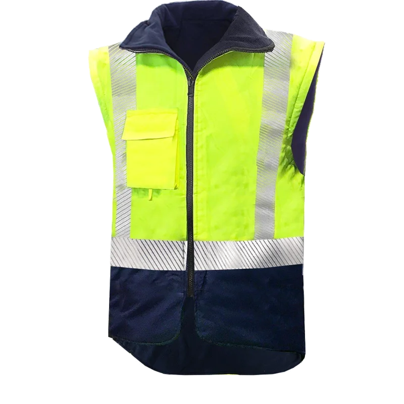 Hi-vis Fleece Lined PU Vest, Yellow/Blue