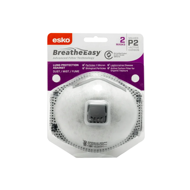 Esko Breathe Easy P2 Valved Mask with Carbon Filter 2 Pk