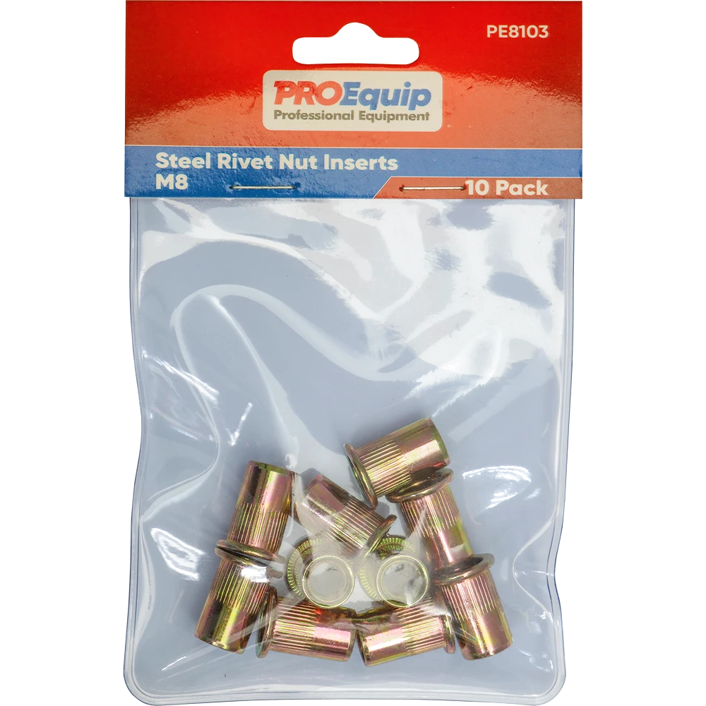 ProEquip M8 Steel Rivet Nut Inserts - 10pk