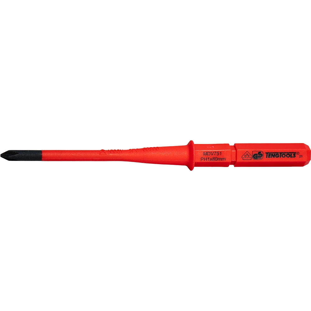 Teng 1000V Screwdriver Interchangeable PH1 x 80mm Slim