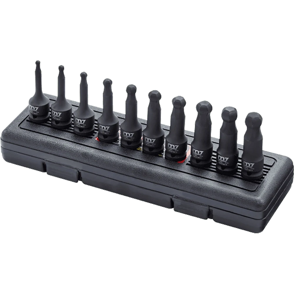 M7 10pc 1/2in Impact Socket Set Ball End In Hex