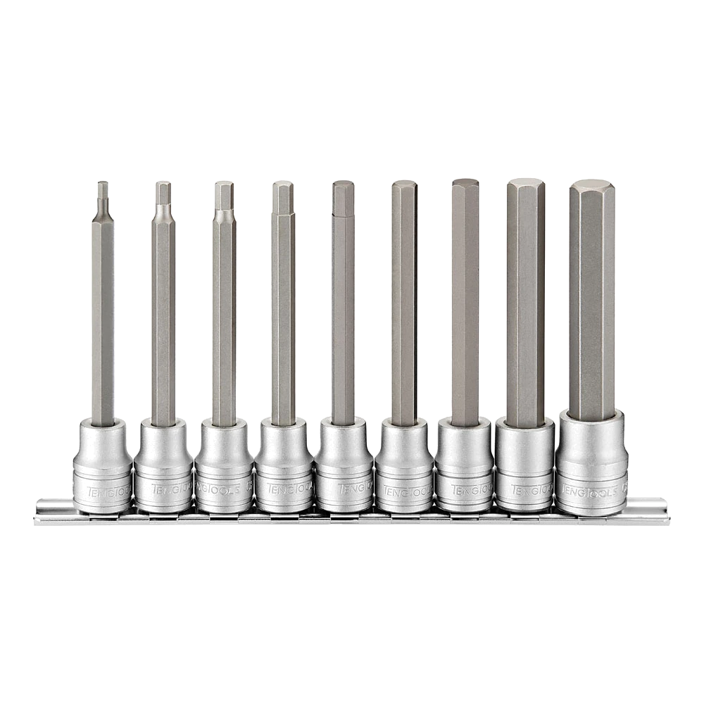 Teng 9pc 3/8in Dr. Long Hex Bit Socket Set - 3-12mm