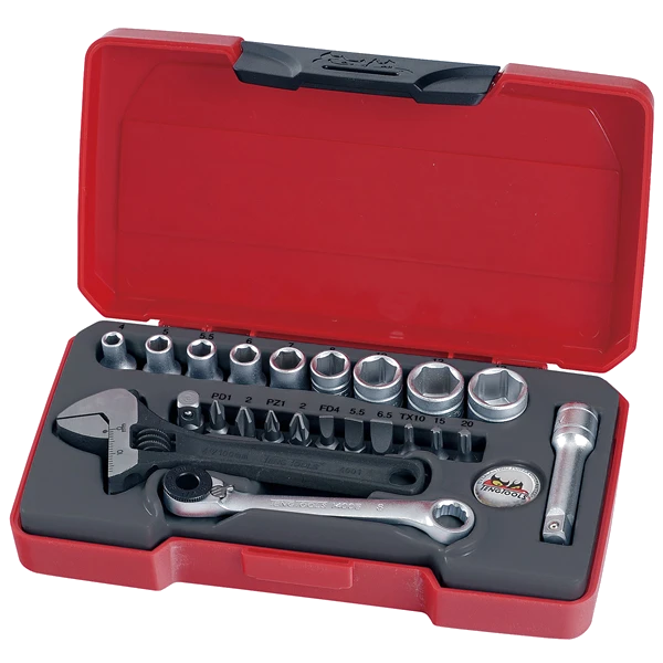 Teng 23pc 1/4in Dr. Mini Metric Socket & Tool Set