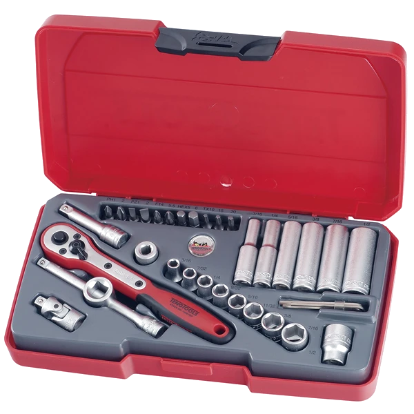 Teng 35pc 1/4in Dr. Imperial Reg/Deep Socket Set