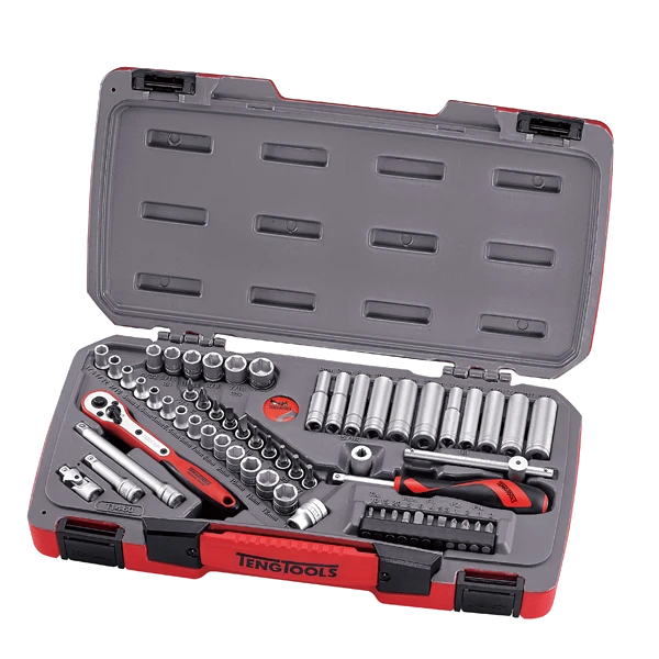 Teng 60pc 1/4in Dr. Metric/AF Reg/Deep Socket Set